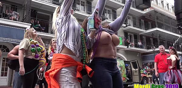  Women showing Ass, Tits and Pussy in Public during Mardi Gras 2019